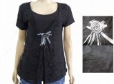 Blusa com detalhes de Renda Preta - Tam. G