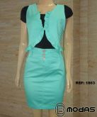 Conjunto Satin Cor Azul *Ref.1863 G